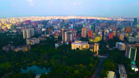 Establish-shot-green-park-developed-part-of-Bangladesh-Dhaka-city-buildings