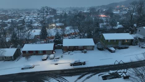 American-town-at-dawn-with-snow