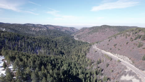 Drone-shot-of-a-mountain-highway-winding-along-the-edge-of-the-mountain
