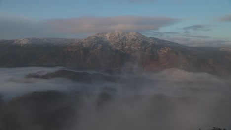 Static-shot-of-mist-passing-infront-of-a-snow-covered-Ben-Venue-from-Ben-A'an