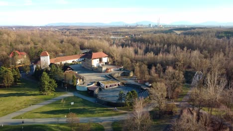 Bird's-eye-view-of-Ostrava-Castle,-Czech-Republic