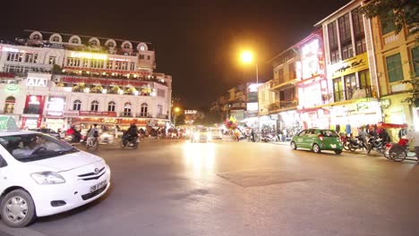 Time-lapse-De-La-Calle-De-La-Noche-Hanoi,-Vietnam
