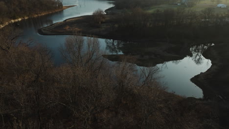 Aerial-View-of-Swepco-Lake,-Lake-Flint-Creek-In-Siloam-Springs,-Arkansas,-USA