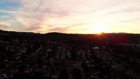 Aerial-footage-above-san-mateo's-hills-in-california-at-sunset-showing-trillions-of-dollars-worth-or-real-estate