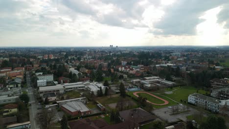 Aerial-view-of-Vimercate-town,-comune-in-province-of-Monza-in-Italy