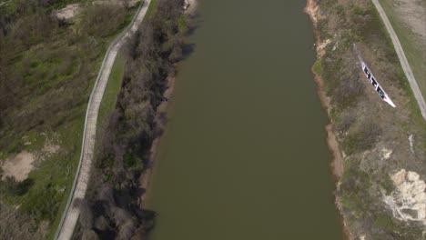 Vista-Panorámica-Del-Buffalo-Bayou-Y-La-I-10west-En-Houston,-Texas