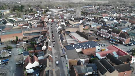 Drohnenaufnahme-Der-Hauptstraße-In-Sudbury-In-Suffolk,-Großbritannien