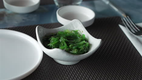 A-bowl-of-Wakame-seaweed-salad-close-up,-typical-dish-in-East-Asia