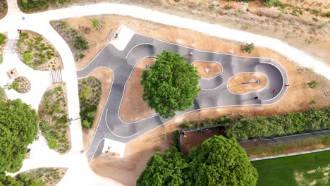 Pumptrack-Aerial-View-at-Grammont-Skatepark,-Montpellier-France