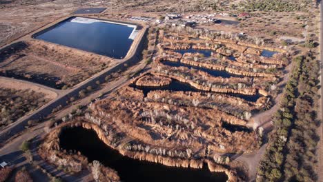 Sedona-Wetlands-Preserve,-Arizona-USA,-Aerial-View-of-Wastewater-Treatment-Facility