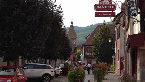 Town-Bergheim-Visitors-Are-Walking-in-the-Streets-of-Village