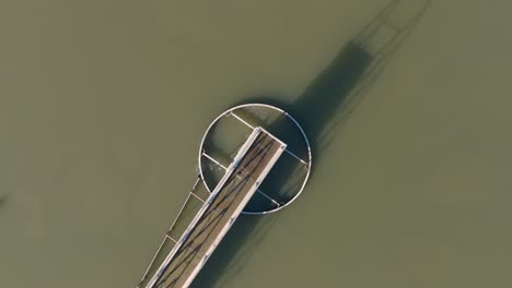 Top-down-aerial-view-of-sewage-treatment-plant-circle-purification-in-Avignon