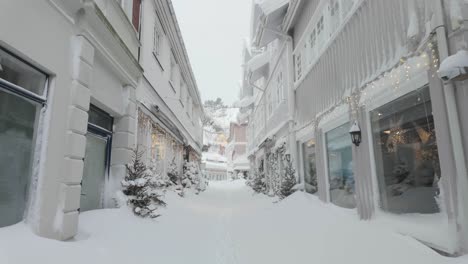 Extreme-Snow-Densely-Covered-City-Of-Kragero,-Norway