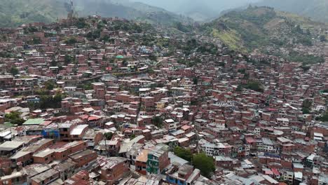 Drone-aerial-footage-of-Medellín-Comuna-13-San-Javier-Colombia-South-American-city