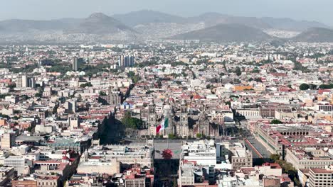 Drone-shot-of-zocalo-at-downtown-mexico-city