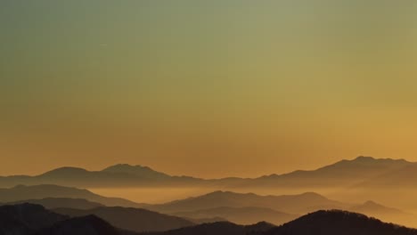 Close-up-sunset-shot-of-Shiga-Kogen-ski-resort,-Japan