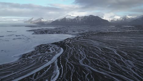 Astonishing-Icelandic-landscape-in-South-of-Iceland-in-aerial-dolly-in-view