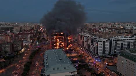 Burning-building-in-Valencia-captured-with-drone