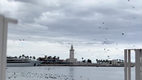 A-view-of-the-port-of-Malaga-on-a-cloudy-day
