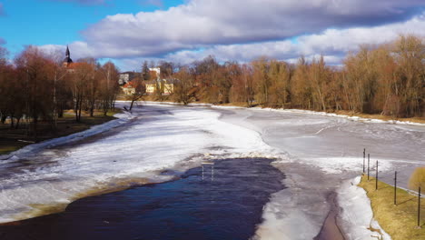 Canoe-track-gates-"Krācītes"-on-river-Gauja,-Valmiera