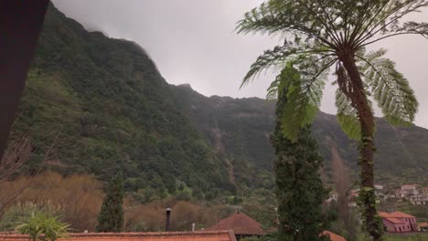 Panoramic-view-of-North-mountains-scenery-of-Madeira-Island,-Slow-motion