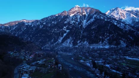 Aerial-view-of-Neelum-Valley-road-and-river-by-Himalayan-mountains