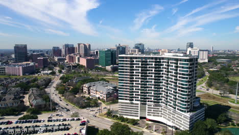 Houston-Texas-Medical-Center-Area-Buildings,-Drone-Shot-of-Hospital-and-Condo-Buildings