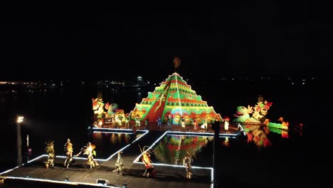 Lighting-Pyramid-with-group-of-Dancer-on-open-air-show-in-Mexico-at-night