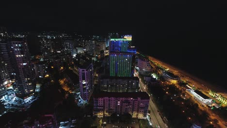 Time-laps-of-busy-Batumi-night-life-in-residential-area-on-coast-of-Black-sea