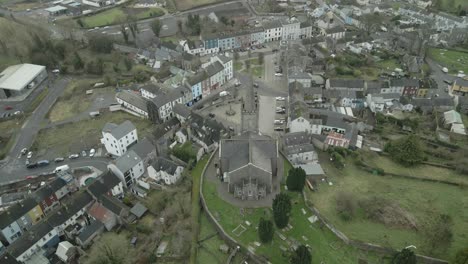 View-From-Above-Of-Anglican-Church-Of-St-Tiarnach-In-Clones-Town,-Co