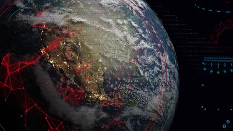 Vista-Giratoria-Del-Planeta-Tierra-Desde-El-Espacio-Con-Infografía-Y-Red-De-Internet-5g-Conexiones-De-Inteligencia-Artificial-Principal-Capital-De-La-Ciudad-Inteligente