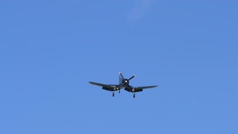 F4U-Corsair-Overflight-at-Abbotsford-Airshow,-Sunny-Blue-Sky-Backdrop