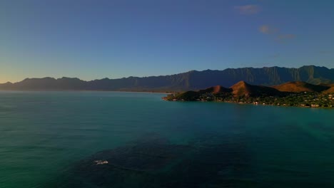 Scenic-Landscape-In-Oahu-Island-In-Hawaii---Aerial-Drone-Shot