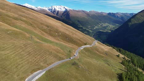 Grossglockner-High-Alpine-Road-Mountain-Pass-in-Austria-Alps---Aerial-4k-Circling