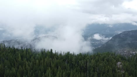 Luftaufnahmen-Mit-Blick-Durch-Die-Wolken-über-Den-Bergen