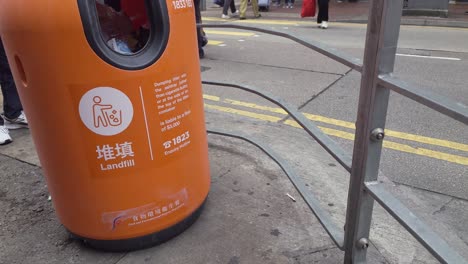 Closeup-shot-of-a-garbage-bin-with-Chinese-instructions-in-Hong-Kong