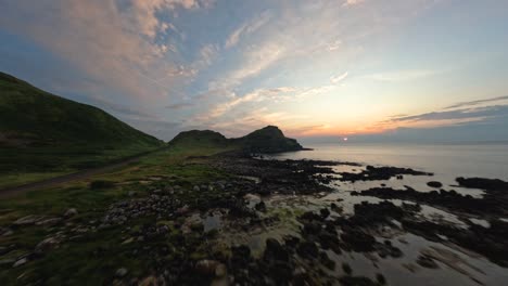 Stunning-FPV-4K-Drone-shot-during-the-Sunset-in-Giants-Causeway---Northern-Ireland