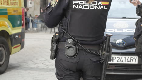 Close-up-of-spanish-national-police-woman-officers-back