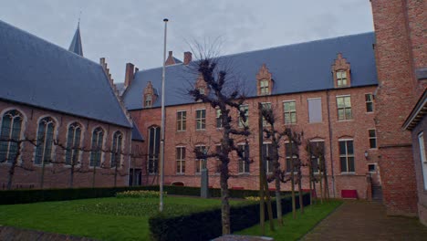 Traditional-European-Dutch-style-castle-keep-fortress-architecture-building-in-Netherlands-with-authentic-art-design-and-cinematic-sightseeing-yard-walkthrough
