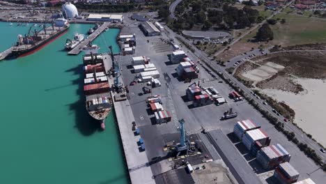 Several-large-container-ships-unload-and-load-cargo-at-the-port-of-Timaru