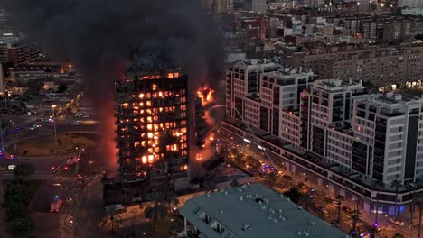 Burning-building-in-Valencia-captured-with-drone