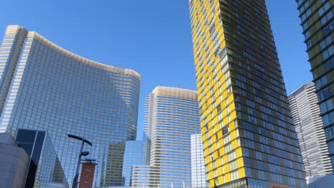 Waldorf-Astoria-5-Star-Hotel-Building-and-Aria-Hotel-Casino-Resort,-Las-Vegas-Nevada-USA