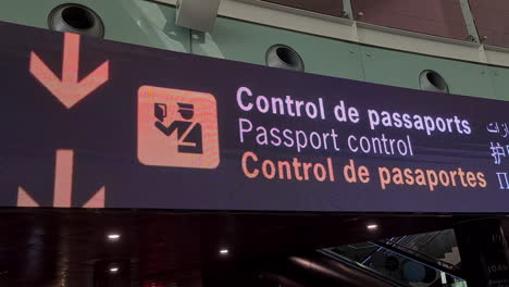 Passport-Control-Direction-and-Display-in-Alicante-International-Airport,-Spain