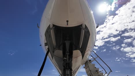 External-frontal-view-of-a-medium-size-jet