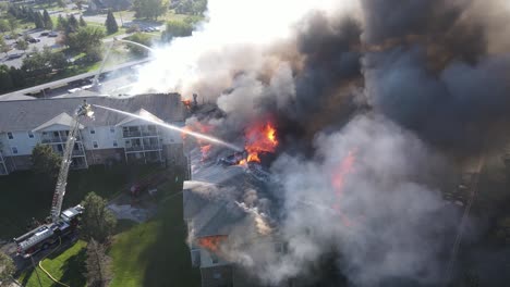 Huge-fire-and-smokes-in-Senior-Living-Apartments,-Trenton,-Michigan,-USA