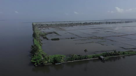 La-Vista-Aérea-Del-Dron-Va-Desde-El-Dron-Donde-Hay-Una-Gran-Masa-De-Agua-Y-Hay-Muchos-árboles-Grandes-Alrededor-Y-Agua-En-El-Medio.