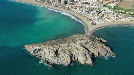 Felsige-Halbinsel-Und-Strand-In-Puerto-De-Mazarron,-Murcia,-Spanien---Antenne-4k