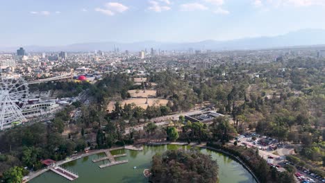 Drone-shot-of-water-tanks-in-chapultepec-in-mexico-city