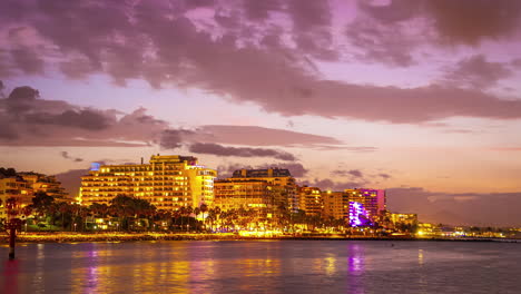 España-Málaga-Playa-Noche-Amanecer-Lapso-De-Tiempo-Península-Ibérica-Costa-Del-Sol-Mar-De-Alborán