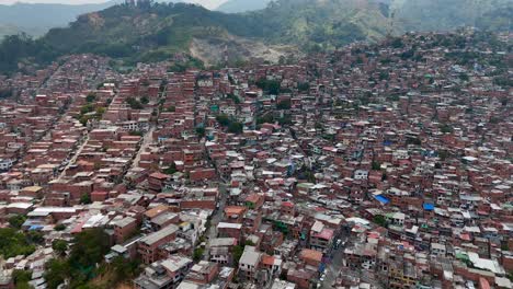 Drone-aerial-footage-of-Medellín-Comuna-13-San-Javier-Colombia-South-American-city